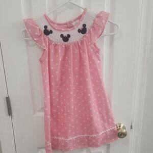 Pink Polka Dot Dress with MinnieMouse Design